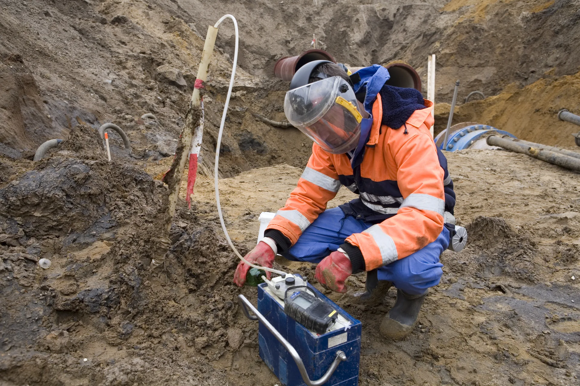 Environmental consultant conducting site investigation